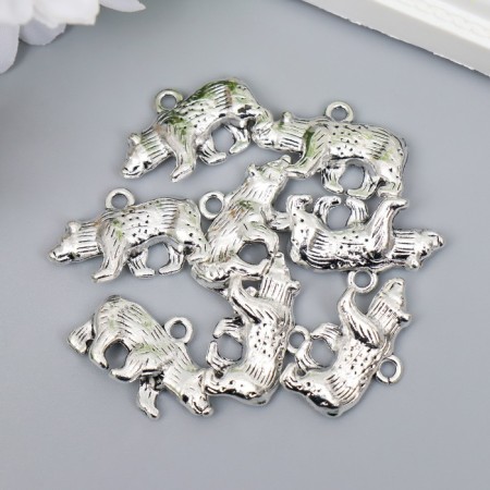 Decor Metal for creativity "Brown Bear" silver 3978 1.4x2.3 cm-2
