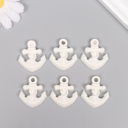 Decor for creativity Polystone "Anchor" White set 6 pcs 2.8x3.2 cm-2