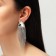 Hanging earrings with grace rhinestones large triangle, white color in silver, 11 cm