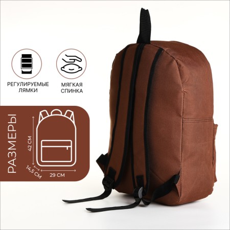 Youth backpack with lightning, external pocket, brown color-1