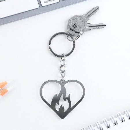 Key keychain acrylic mirror "fire", 5 x 4.5 cm-2