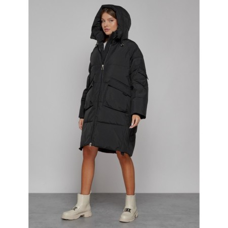 Coat insulated winter female, size 48, black color-5