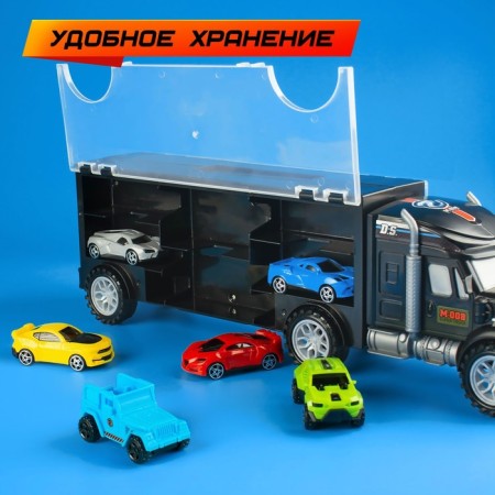 Carrier truck, with 6 racing cars-3
