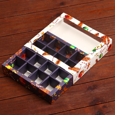 Box for sweets 16 pcs, 17.7 x 17.7 x 3.8 cm "Happy holiday!"-4
