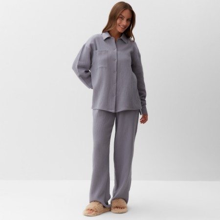 Пижама женская (рубашка и брюки) KAFTAN "Basic" размер 48-50, цвет серый-5