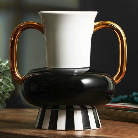 Vase for flowers decorative Face with handles 24 x 24 x 24 cm-5