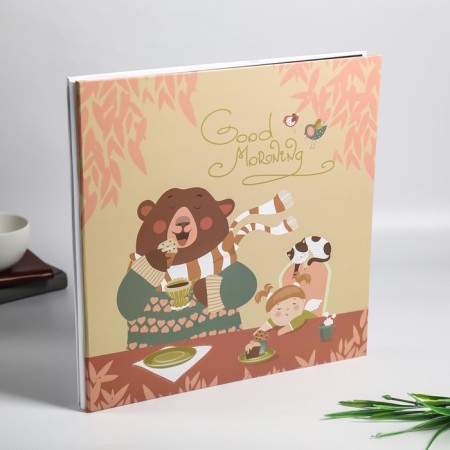 Photo album magnetic 20 sheets "Bear over tea" density 500 g 33x33x3 cm