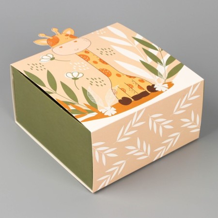 Gift folding box, packaging, "Girafics", 15 x 15 x 8 cm-1