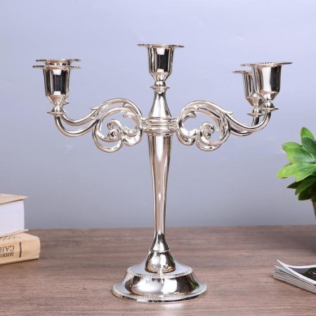 Summier Metal for 5 candles "conciseness" Color chrome 26.5x27.5x10 cm-3