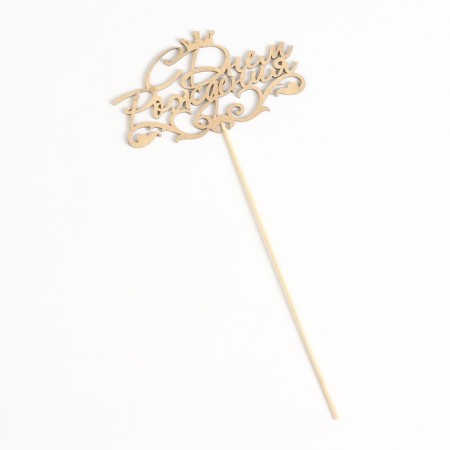 Topper "Happy Birthday, with a crown" on a suspension, Golden Gold beautifully-2