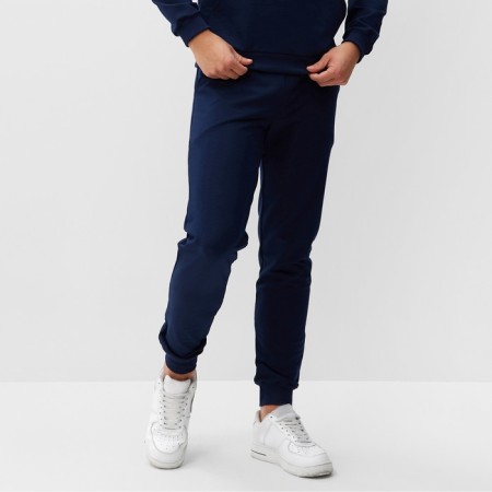 Men's pants with pockets, dark blue color, size 52