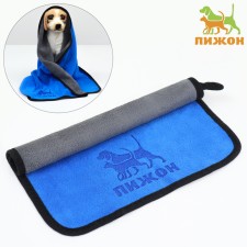 An animal towel is supervating, large, 50 x 100 cm, blue
