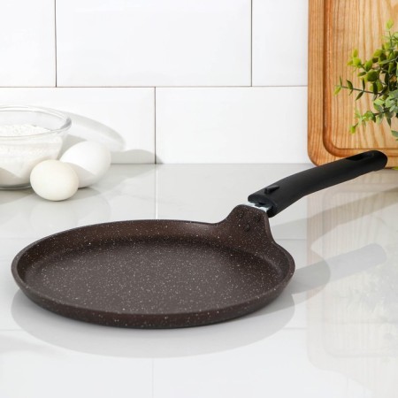 Pancake pan, d = 24 cm, plastic handle, anti -stick coating, color coffee marble