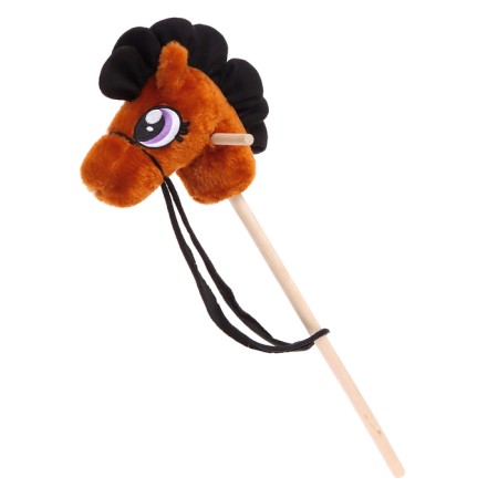 Soft toy "horse-horseman" on a stick, brown color-9