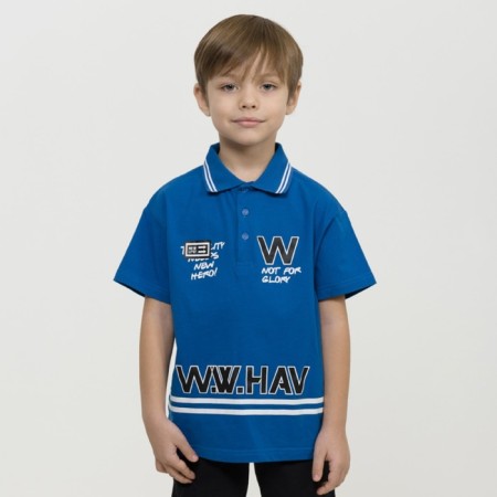 Polo for the boy Pelican, height 110 cm, azure color