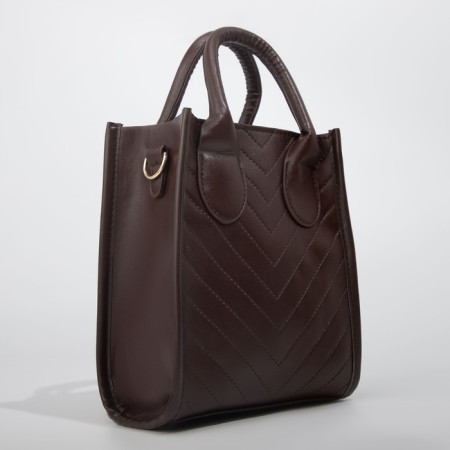 Bag Women's Tout with zipper, brown color-3