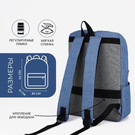 School backpack from lightning textiles, Fulldorn, external pocket, blue color-1
