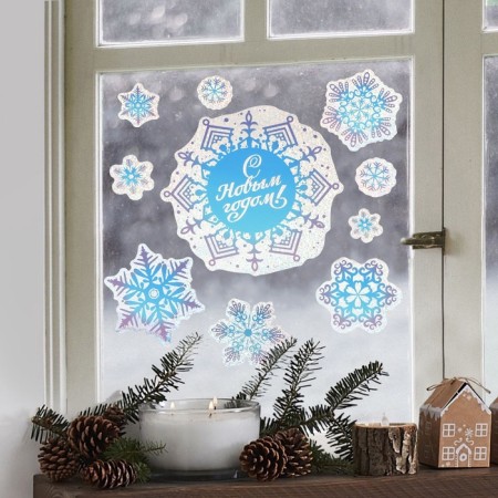 Interior sticker - a vocational book "sparkling snowflakes", 21 x 29.7 cm, New Year-3