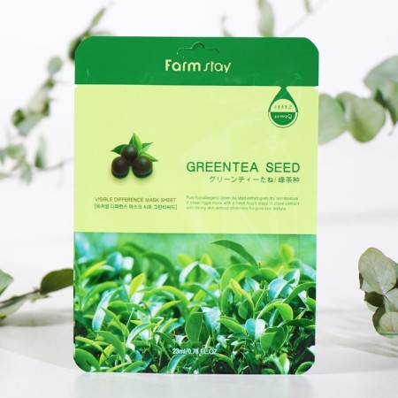 Fabric mask with natural Extract of green tea seeds Farmstay, 23 ml