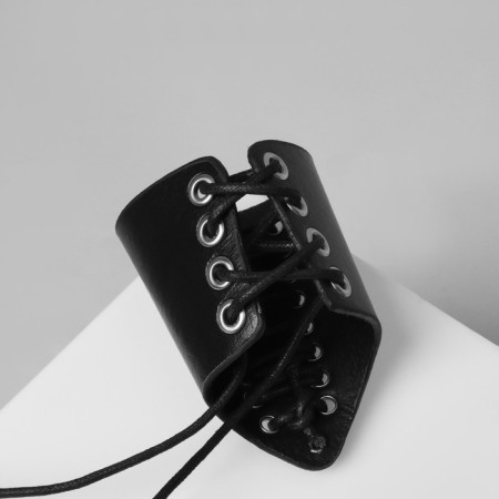 Bracelet Skin "Cuff" on lacing, black-silver color-3