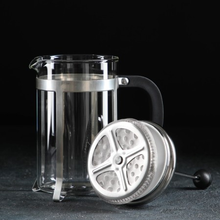Teapot in a tender jacket - Magistro press "metallic", 800 ml, glass, silver color-1