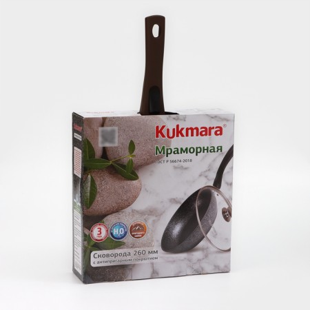 Pan, d = 26 cm, removable handle, glass cover, anti -stick coating, color coffee marble-10