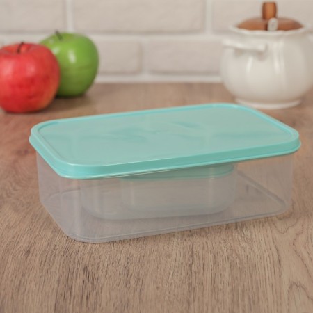 A set of food rectangular fodder containers, 3 pcs: 150 ml, 500 ml, 1.2 l, the color is turquoise-5