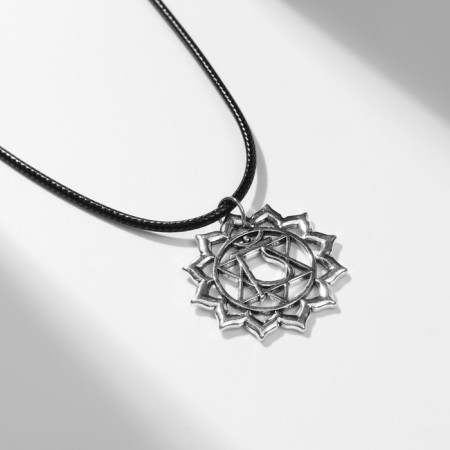 Piece on the cord "Sun", the color of silver on the black lace, 42 cm