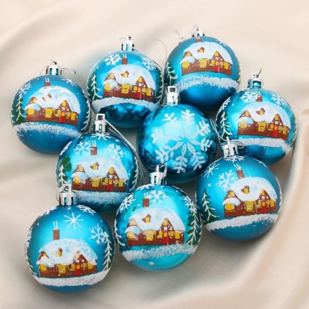 Set of balls plastic D-6 cm, 9 pcs "Zaired House" Blue