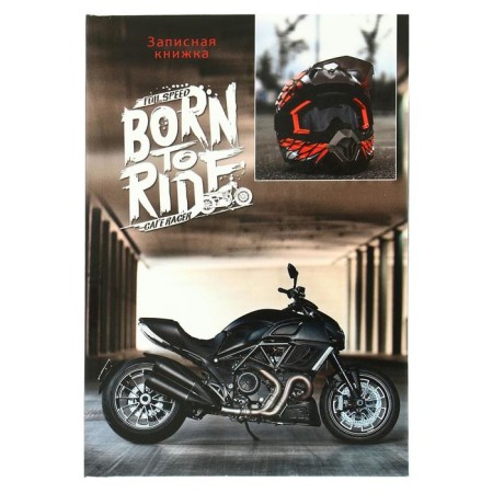 Note book A6 48 sheets in the CENT "Black Motorcycle", a solid cover, glossy lamination