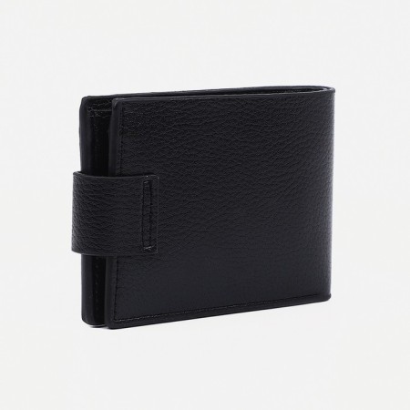 Male purse for magnet, department for bills, for maps, for coins, black color-1