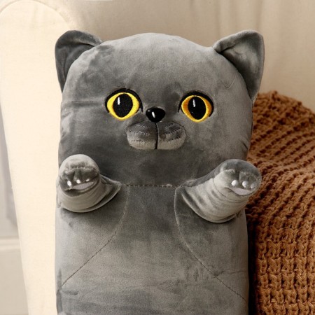 Soft toy-podushka "Cat", 70 cm, gray color-2