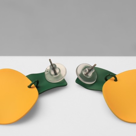 Earrings Metal "brightness" geometry, yellow-green color-2