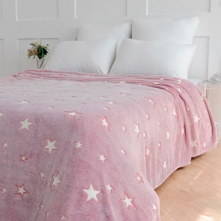 Plaid Luminous Free House "Stars", 150x200cm, Pink, Aerosoft 190GM, Polyester-1