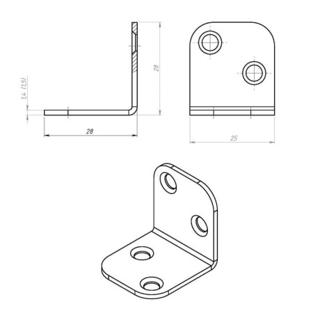 Furniture corner, 28x28x1.5 mm, zinc, in packaging 100 pcs.-1