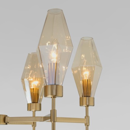 EUROSVET PRISM ceiling lamp 60143/6, E14, 6x60W, 700x700x680 mm, brass color-2