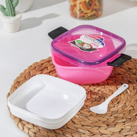 Container Plastic food "simplicity", 14 × 14 × 9 cm, cover, spoon, color mix-1