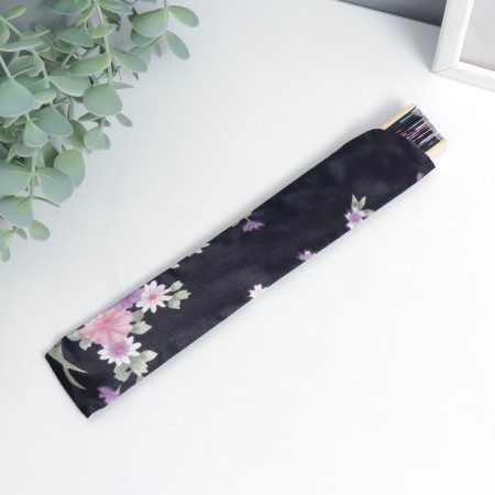 Fan bamboo, textile h = 21 cm "flowers" with a cover, black-5