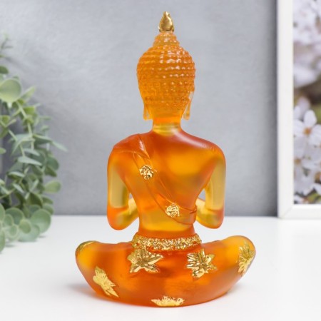 Souvenir Polystone "Buddha Anjali Mudra - Prayer" Orange 18x12x6 cm-2
