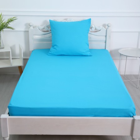 Set 1.5sp turquoise 4-1 (sheet 150x215cm, pillowcase 70x70cm) calico, 120g/m, HL100%-2