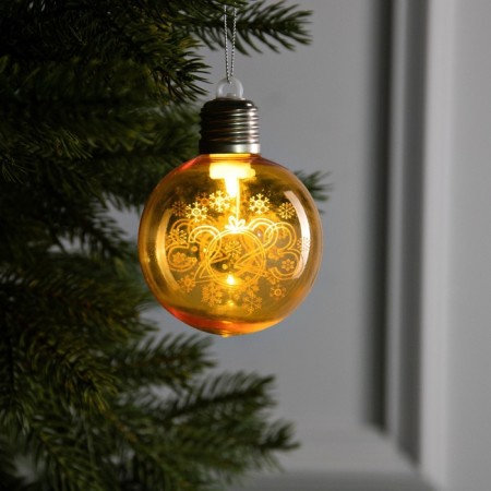 Christmas ball "2023", batteries, 1 LED, glow warm white