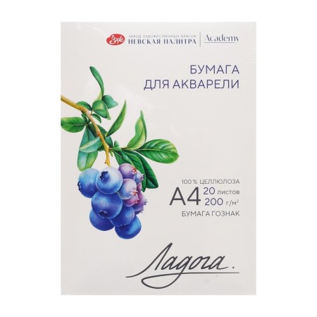 Watercolor paper in the A4 folder, Ladoga ZHK, 20 sheets, 200 g/m2, medium -grained, (252781933)-2