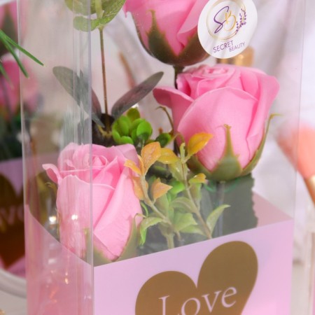 Soap roses in a box, pink, set 3 pcs-2