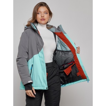 Ski jacket women's winter, size 56, turquoise color-10