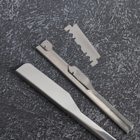 Dangerous razor, shavett, without blades, 24 × 2.5 × 1.3 cm, plastic, white/silver color-10