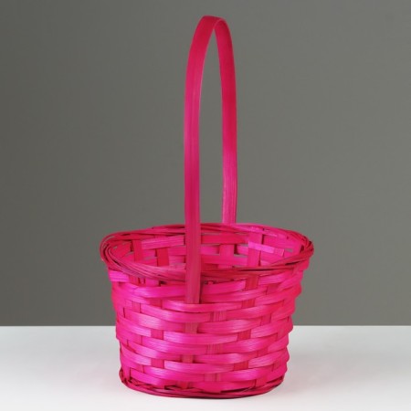 Wicker basket, D19 x 9.5 x 32 cm, pink, bamboo-2