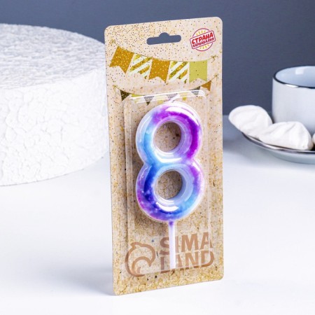 Candle in the cake on the skewer "Galaxy", the number 8, 9 cm, giant-1