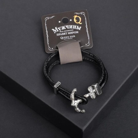 Bracelet male "serenity" anchor, black color with silver, 21.5 cm-2
