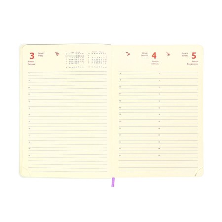 Dated diary 2024 A5 176 sheets, Devente.nobile, soft cover of artificial leather, lies, cream block 70 g/m2, purple-12