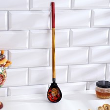 Spoon for pickles, with artistic painting, black, Khokhloma